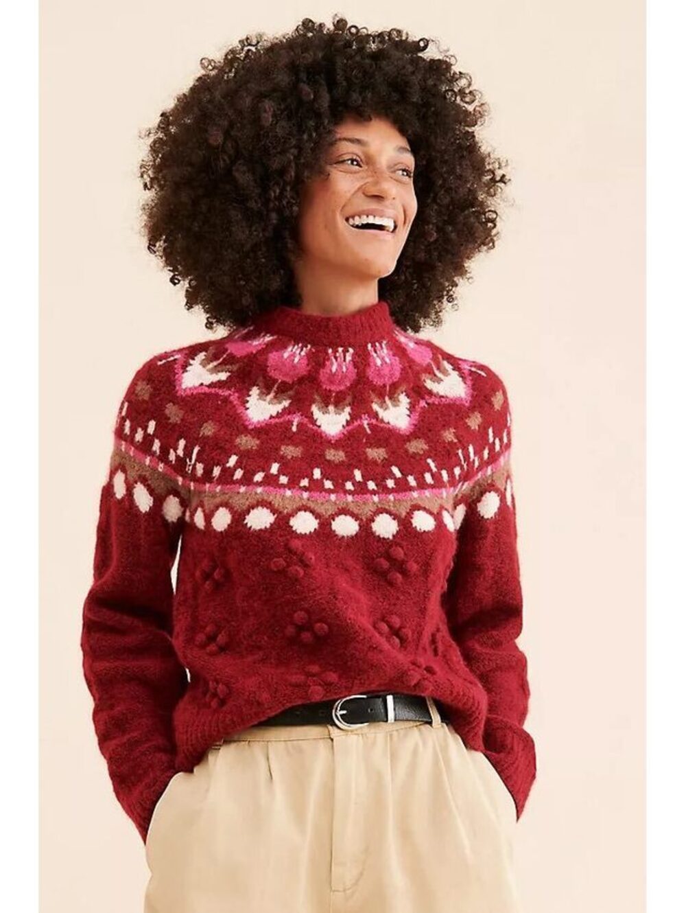 Scotch & Soda Fair Isle Alpaca Blend Sweater Women’s Size S Red Textured Knit